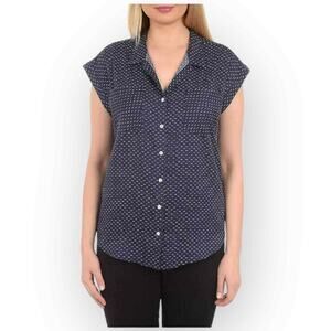 Jachs Girlfriend Ladies’ Short Sleeve Blouse in Navy with Double Dot - 765M
